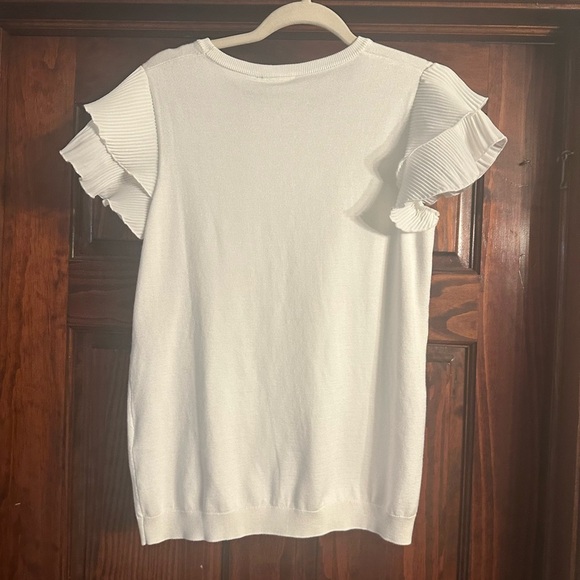 Women's White Ruffle Sleeve Top - Picture 5 of 5